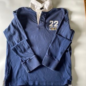 HOLLISTER LONG SLEEVE POLO Blue with White Collar. Size Medium